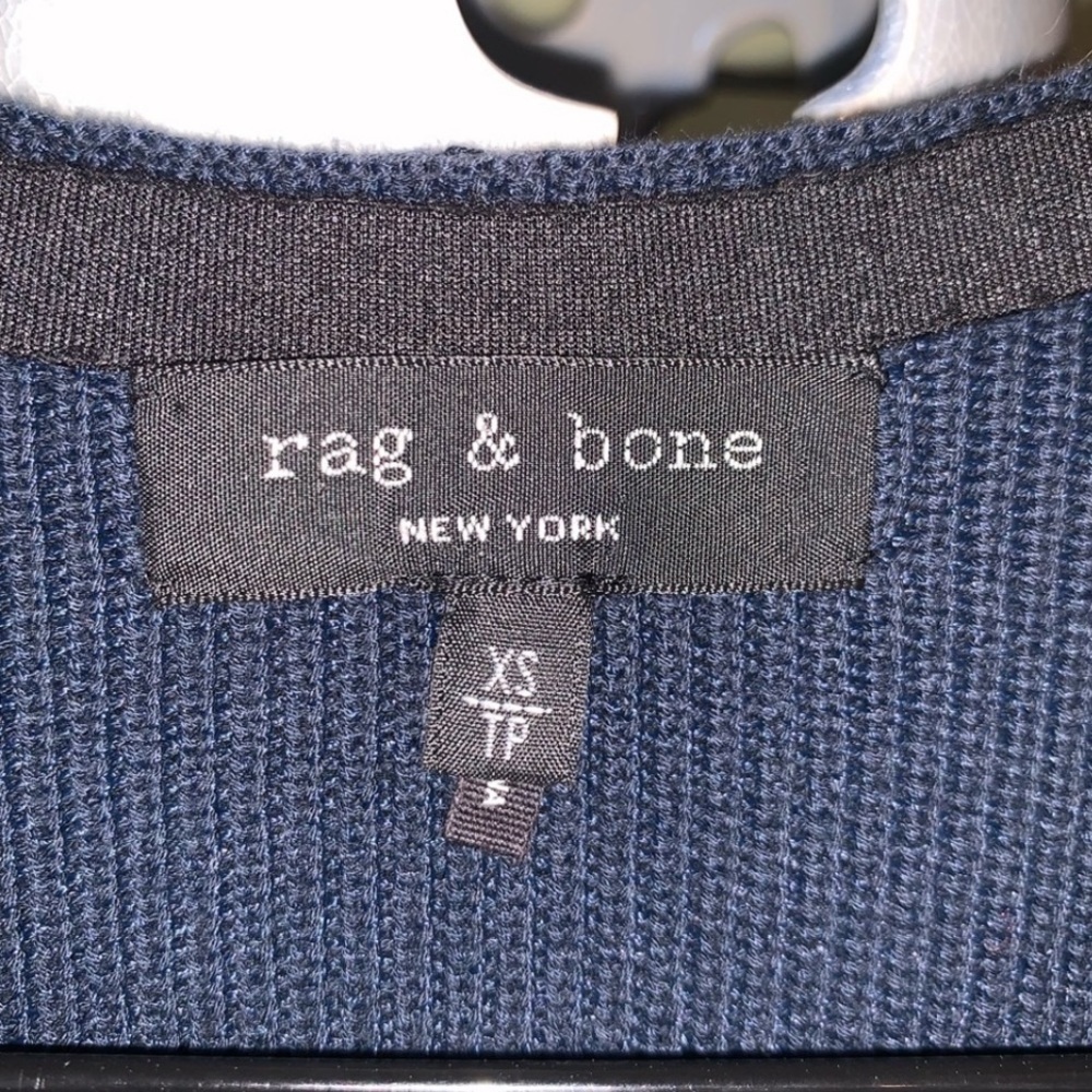 Rag & Bone Navy MICHELLE Plunging V-Neck Knit Tie Waist Midi Sleeveless Dress XS - Picture 5 of 8